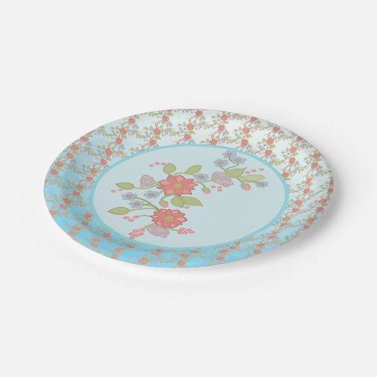 pastellblumen  papieren bordje (Gekanteld)