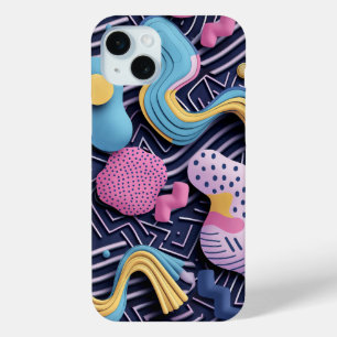 Pastellijnen met afgeronde vormen iPhone 15 mini hoesje