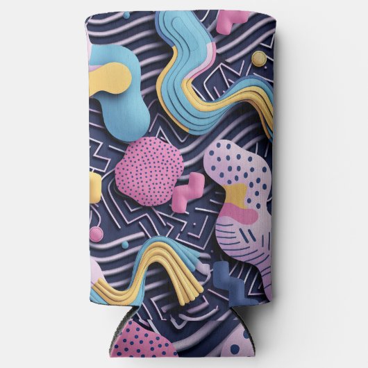 Pastellijnen met afgeronde vormen seltzer blikjeskoeler (Voorkant)