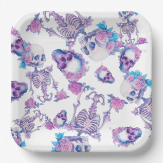 Pastelloween Skulls Papieren Bordje