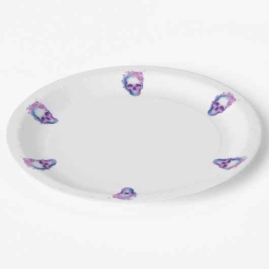 Pastelloween Skulls Papieren Bordje (Gekanteld)