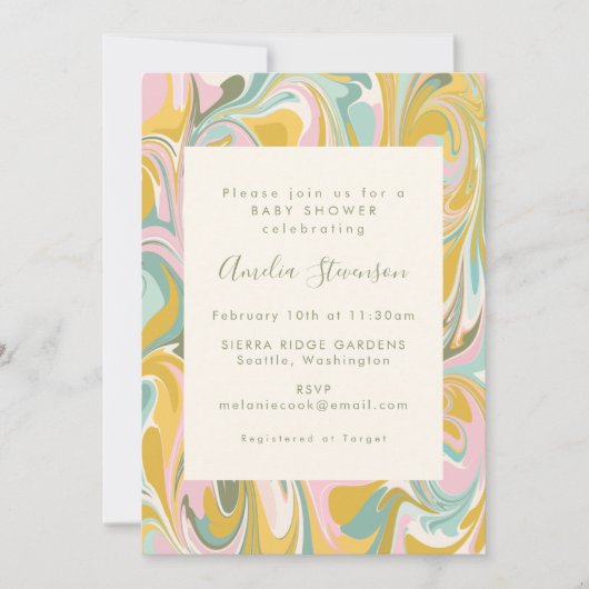  pastelmarmer grillig modern Baby shower Kaart (Voorkant)