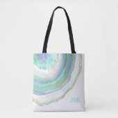 Pastelmarmeren agaatpatroon met monogram tote bag (Voorkant)