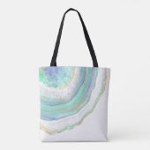 Pastelmarmeren agaatpatroon met monogram tote bag (Achterkant)