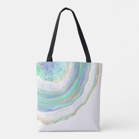 Pastelmarmeren agaatpatroon met monogram tote bag (Achterkant)