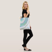 Pastelmarmeren agaatpatroon met monogram tote bag (Op model)