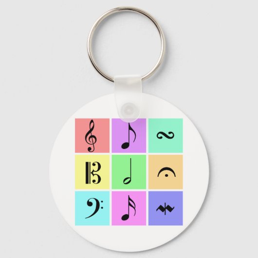 pastelmuzieksymbolen sleutelhanger (Voorkant)