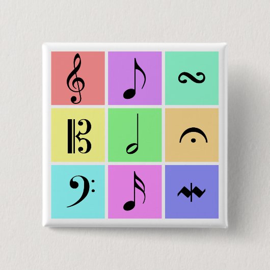 pastelmuzieksymbolen vierkante button 5,1 cm (Voorkant)