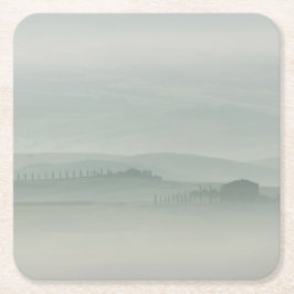 Pastelochtend in de foggy Tuscany Kartonnen Onderzetters