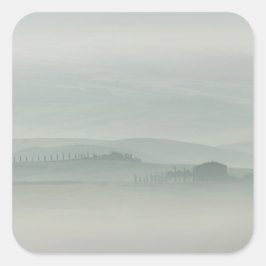 Pastelochtend in de foggy Tuscany Vierkante Sticker
