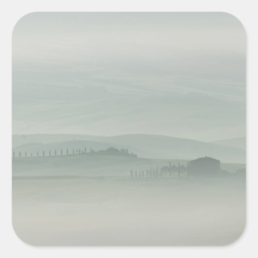 Pastelochtend in de foggy Tuscany Vierkante Sticker (Voorkant)