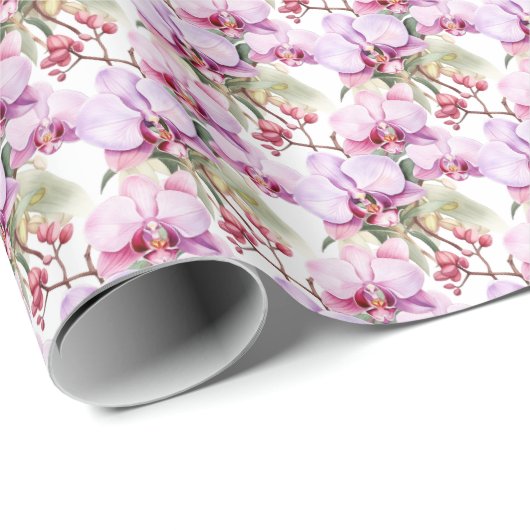 pastelorchideeën cadeaupapier (Rol Hoek)