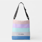 pastelpach paars mint grijs blauw kleurenblok crossbody tas (Voorkant)