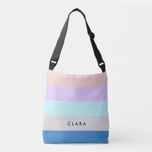 pastelpach paars mint grijs blauw kleurenblok crossbody tas (Voorkant)