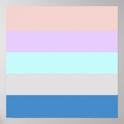 pastelpach paars mint grijs blauw kleurenblok poster (Voorkant)