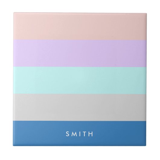 pastelpach paars mint grijs blauw kleurenblok tegeltje (Voorkant)