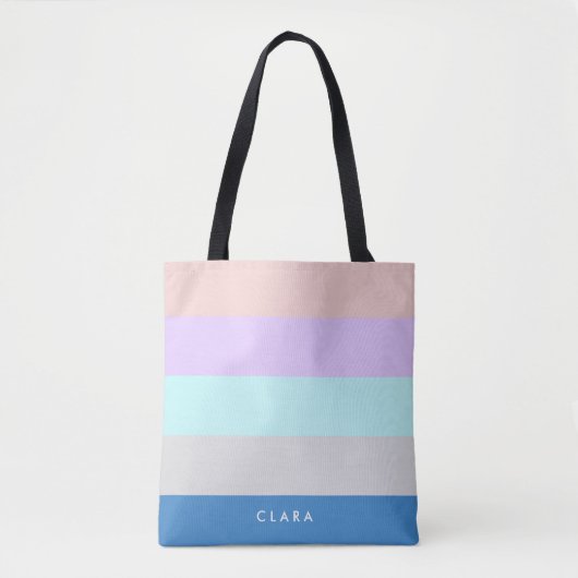 pastelpach paars mint grijs blauw kleurenblok tote bag (Voorkant)