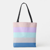 pastelpach paars mint grijs blauw kleurenblok tote bag (Achterkant)