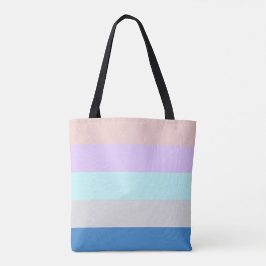 pastelpach paars mint grijs blauw kleurenblok tote bag (Achterkant)