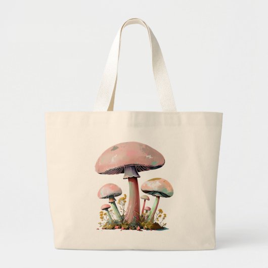 Pastelpaddenstoelenkunst Grote Tote Bag (Voorkant)