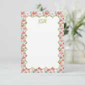 Pastelpapaver Monogram briefpapier Bedankkaart (Staand voorkant)