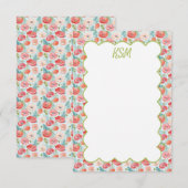 Pastelpapaver Monogram briefpapier Bedankkaart (Voorkant / Achterkant)