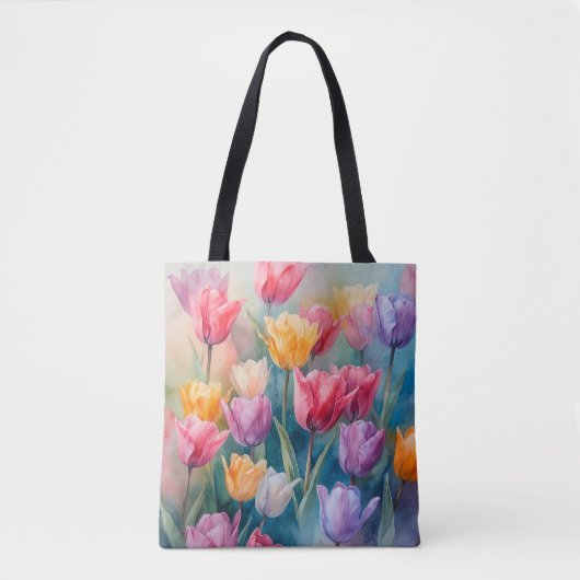 Pastelparadijs tulpen tote bag (Voorkant)