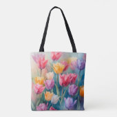 Pastelparadijs tulpen tote bag (Achterkant)