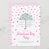Pastelparaplu Hearts Rain Invitation Kaart (Voorkant / Achterkant)