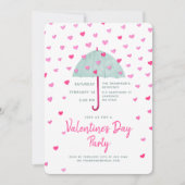 Pastelparaplu Hearts Rain Invitation Kaart (Voorkant)