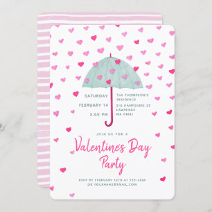 Pastelparaplu Hearts Rain Invitation Kaart