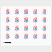 Pastelparaplu Waterverf Kunst Regengolfjes Ronde Sticker (Vel)