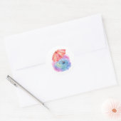 Pastelparaplu Waterverf Kunst Regengolfjes Ronde Sticker (Envelop)