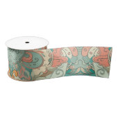 Pastelpatroon Abstract Paisley Satijnen Lint (Spoel)