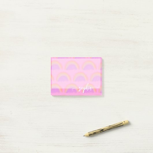  pastelpatroon naam gepersonaliseerd post-it® notes (Op bureau)