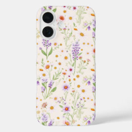 pastelpatroon van wilde bloemen iPhone 16 hoesje