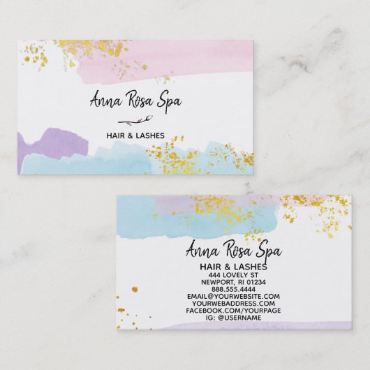 *~* Pastelpenseel Gold Glitter Roos Bud  Visitekaartje (Voorkant / Achterkant)