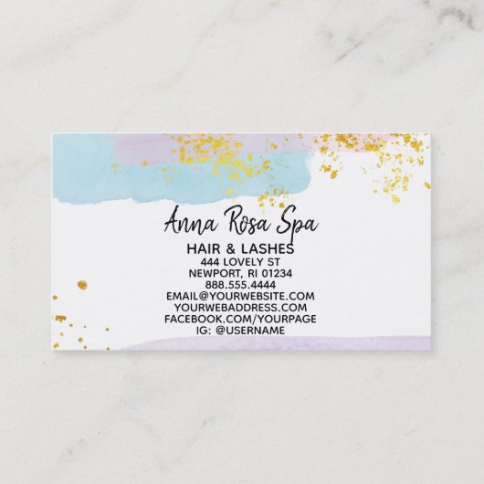 *~* Pastelpenseel Gold Glitter Roos Bud Visitekaartje (Achterkant)