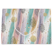 Pastelpenseelstreek & Goud Geometrisch Abstract Groot Cadeauzakje (Voorkant)