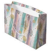 Pastelpenseelstreek & Goud Geometrisch Abstract Groot Cadeauzakje (Achterkant Gekanteld)
