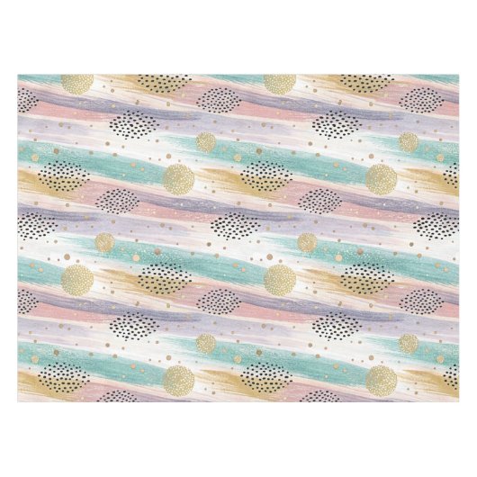 Pastelpenseelstreek & Goud Geometrisch Abstract Tafelkleed (Voorkant (Horizontaal))