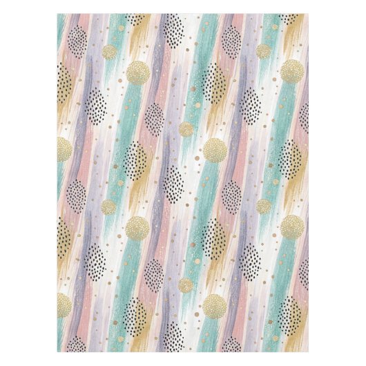 Pastelpenseelstreek & Goud Geometrisch Abstract Tafelkleed (Voorkant)