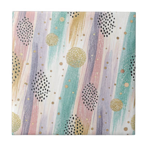 Pastelpenseelstreek & Goud Geometrisch Abstract Tegeltje