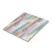Pastelpenseelstreek & Goud Geometrisch Abstract Tegeltje (Zijkant)