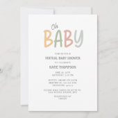 Pastelpenseelstreken Oh Baby Virtual Baby shower Kaart (Voorkant)