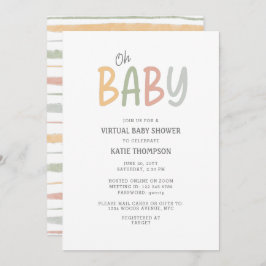 Pastelpenseelstreken Oh Baby Virtual Baby shower Kaart