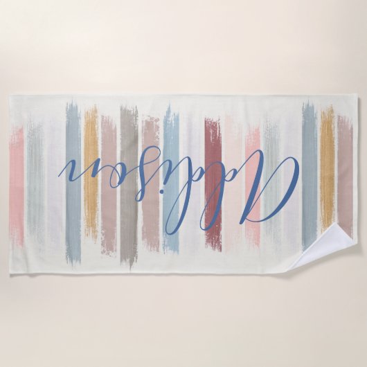 Pastelpenseelstreken op maat strandlaken (Voorkant)