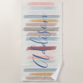 Pastelpenseelstreken op maat strandlaken (Voorkant)