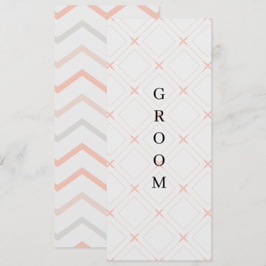 Pastelpertje en afgewerkte geometrische gereservee menu (Voorkant / Achterkant)