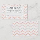 Pastelperzik en grijze Zig Zag Luier Raffle Informatiekaartje (Voorkant / Achterkant)